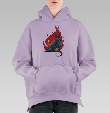Бирюзовый дракон, Hoodie Oversize Fiolet, утепленная
