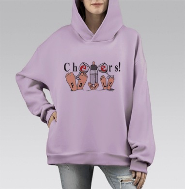 Будь здорова, семья, Hoodie Mono Fiolet, оверсайз, утепленная