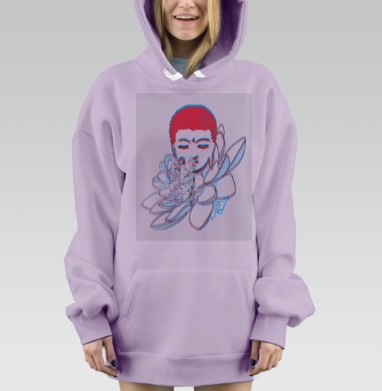 Будда в медитации на лотосе в 3D стиле, Hoodie Mjhigh Dig Mel, Fiolet, утепленная