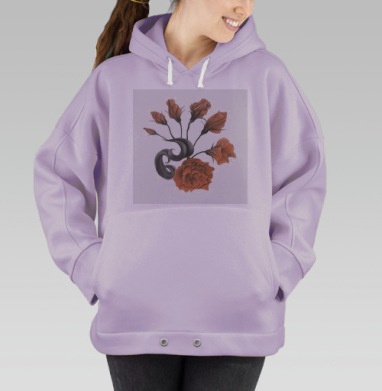 Бутон цветов эустомы нежные оттенки теней, Hoodie Oversize Fiolet