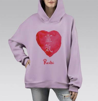 ЦЕЛИТЕЛЬНАЯ ЭНЕРГИЯ РЕЙКИ, Hoodie Mono Fiolet, оверсайз, утепленная