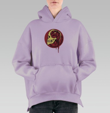 Человек разумный с красным кулаком Homo sapiens, Hoodie Oversize Fiolet, утепленная