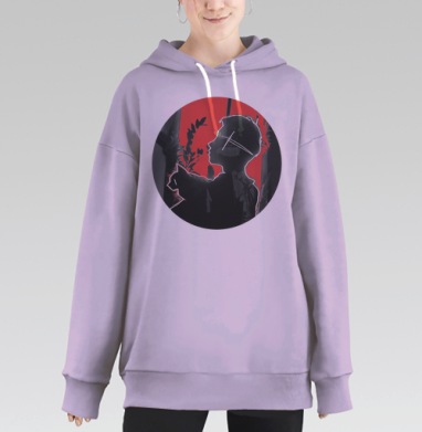 Человек с котом на красном фоне Человек с котом, Hoodie Long Oversize Fiolet