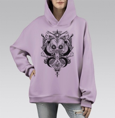 Черепокот первый, Hoodie Mono Fiolet, оверсайз, утепленная