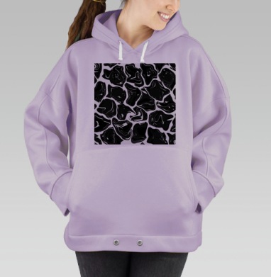 Черно белые волнистые формы плавное движение, Hoodie Oversize Fiolet