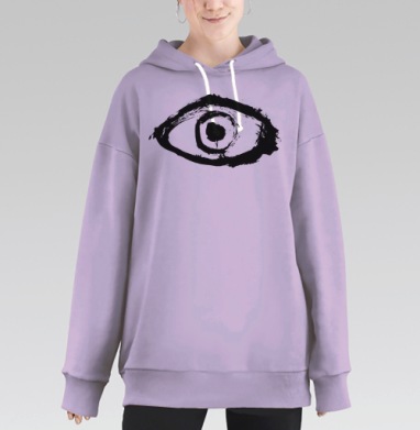 Черно белый абстрактный глаз наблюдение восприятие внутренний мир, Hoodie Long Oversize Fiolet
