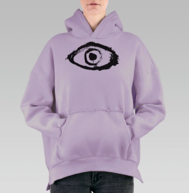 Черно белый абстрактный глаз наблюдение восприятие внутренний мир, Hoodie Oversize Fiolet, утепленная