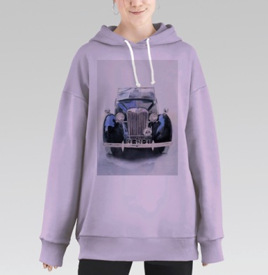 Черный ретро автомобиль, Hoodie Long Oversize Fiolet