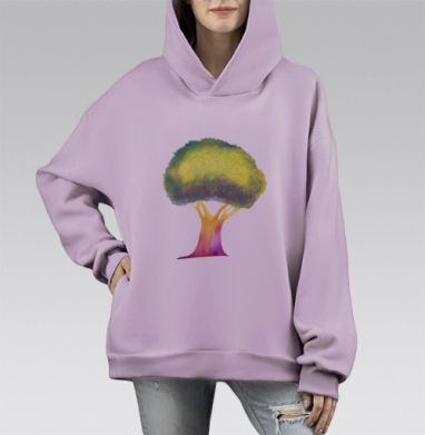 Чудо Дерево, Hoodie Mono Fiolet, оверсайз, утепленная
