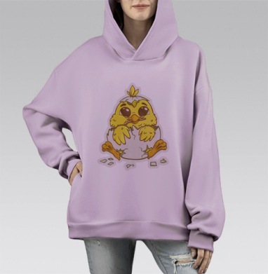 Цыпленок, Hoodie Mono Fiolet, оверсайз, утепленная