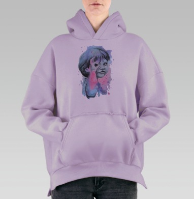 Цвет настроения сиреневый, Hoodie Oversize Fiolet, утепленная