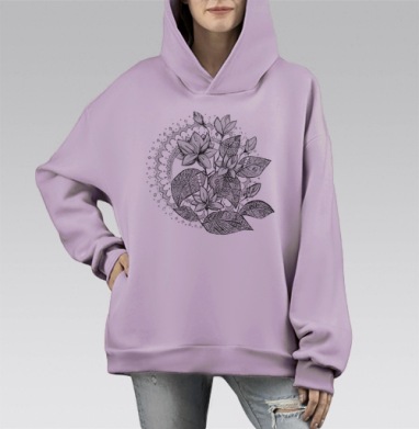Цветение, Hoodie Mono Fiolet, оверсайз, утепленная