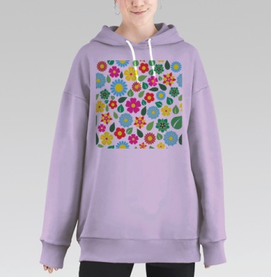 Цветочный фон, Hoodie Long Oversize Fiolet