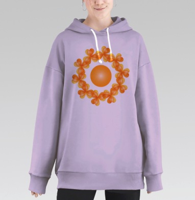 Цветы по кругу, Hoodie Long Oversize Fiolet