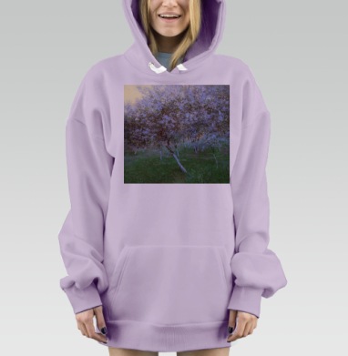 Цветущий сад весенний пейзаж нежность гармония, Hoodie Mjhigh Dig Mel, Fiolet, утепленная