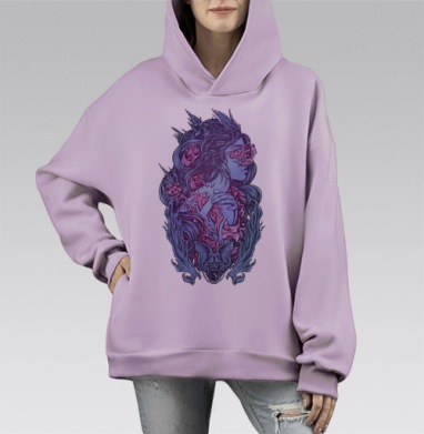 Дарк флоу, Hoodie Mono Fiolet, оверсайз, утепленная