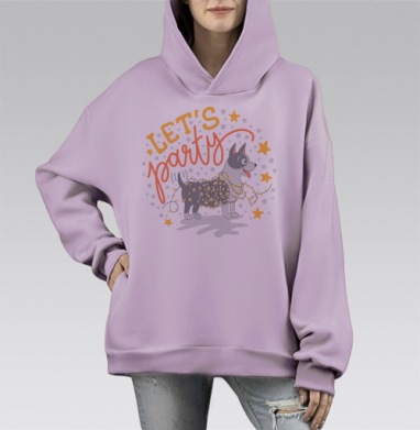 Давайте веселиться, Hoodie Mono Fiolet, оверсайз, утепленная
