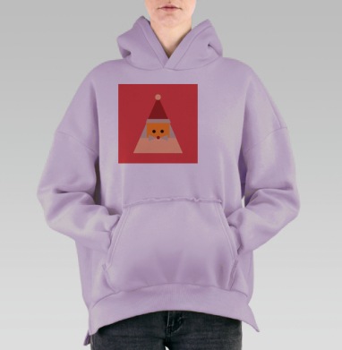 Дед Мороз треугольной формы веселый абстрактный образ игрушки, Hoodie Oversize Fiolet, утепленная