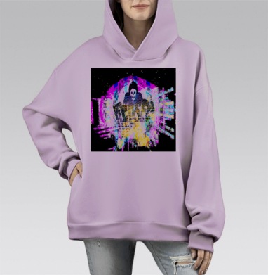 Дедсек, Hoodie Mono Fiolet, оверсайз, утепленная