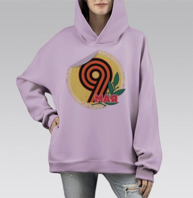День Победы, Hoodie Mono Fiolet, оверсайз, утепленная