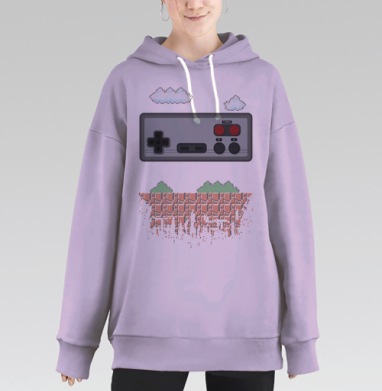 Денди джойстик и восьмибитный фон, Hoodie Long Oversize Fiolet