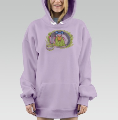 Девочка спит с большой крыстой на траве нежная сцена отдыха, Hoodie Mjhigh Dig Mel, Fiolet, утепленная