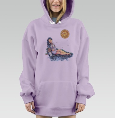 Девушка Река, Hoodie Mjhigh Dig Mel, Fiolet, утепленная