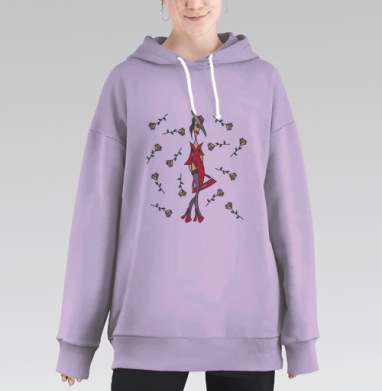 Девушка в красном, Hoodie Long Oversize Fiolet