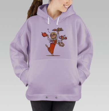 Девушка в русском костюме с пирожками и чаем поздравляет гостей, Hoodie Oversize Fiolet