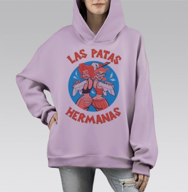 Девушки с крыльями дружба сестры LAS PATAS HERMANAS, Hoodie Mono Fiolet, оверсайз, утепленная