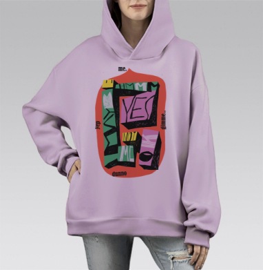 Дизаин футболки, Hoodie Mono Fiolet, оверсайз, утепленная