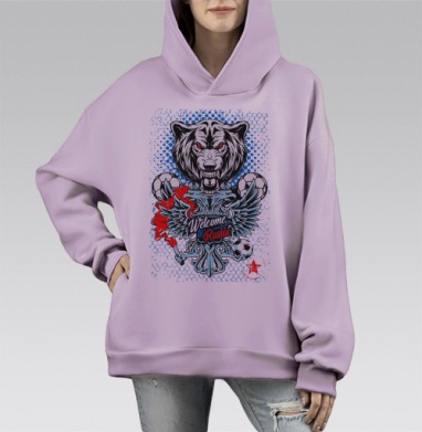 Добро пожаловать в Россию, Hoodie Mono Fiolet, оверсайз, утепленная