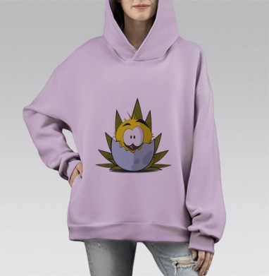 Доброе утро цыпленок, Hoodie Mono Fiolet, оверсайз, утепленная