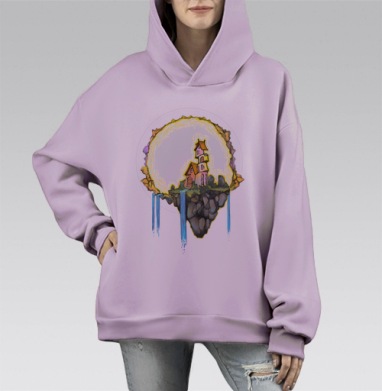 Дом на краю, Hoodie Mono Fiolet, оверсайз, утепленная