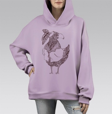 Дронт, Hoodie Mono Fiolet, оверсайз, утепленная