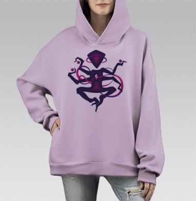 Другой бог уно мк, Hoodie Mono Fiolet, оверсайз, утепленная