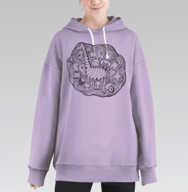 Дудл с жирафом, Hoodie Long Oversize Fiolet