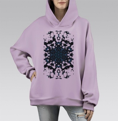 Дымные узоры, Hoodie Mono Fiolet, оверсайз, утепленная