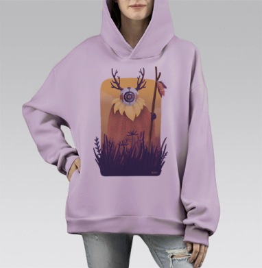 Дух рассвета, Hoodie Mono Fiolet, оверсайз, утепленная