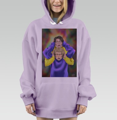 Два человека в желтом и фиолетовом одежде взаимная поддержка, Hoodie Mjhigh Dig Mel, Fiolet, утепленная