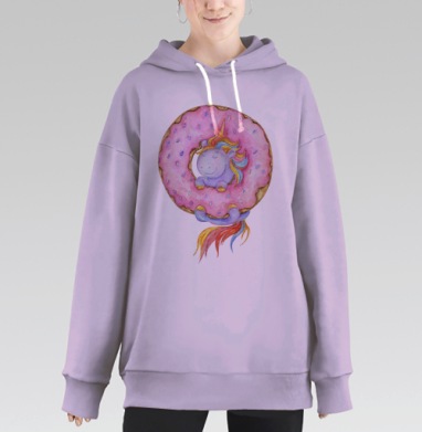 Единорог-сладкоежка, Hoodie Long Oversize Fiolet