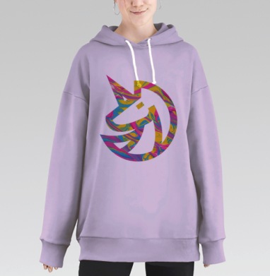 Единорог Yoo в цвете, Hoodie Long Oversize Fiolet