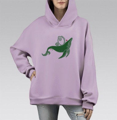 Эко-Кит, Hoodie Mono Fiolet, оверсайз, утепленная