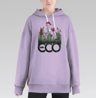 Эко цветы, Hoodie Long Oversize Fiolet