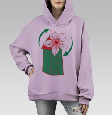 ЭКОЕДА, Hoodie Mono Fiolet, оверсайз, утепленная