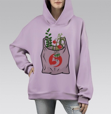 Экологичный пакет, Hoodie Mono Fiolet, оверсайз, утепленная