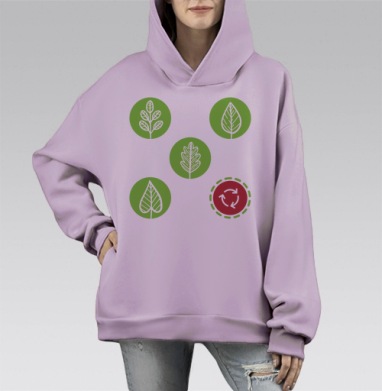 Экопять, Hoodie Mono Fiolet, оверсайз, утепленная