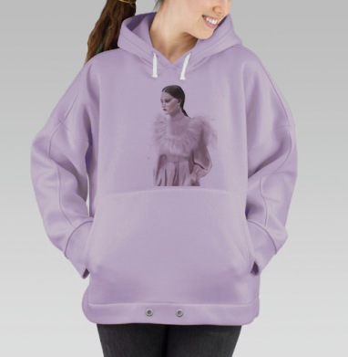 Элегантное платье с пушистыми рукавами и задумчивым взглядом, Hoodie Oversize Fiolet