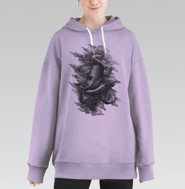Феникс вырывается из заточения в башне., Hoodie Long Oversize Fiolet
