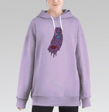 Фиолетовая плавящаяся маска с цветными элементами лица, Hoodie Long Oversize Fiolet